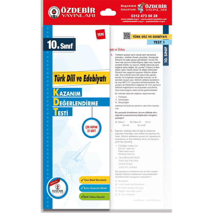 ÖZDEBİR YAYINLARI 10. S.KAZANIM D. YAPRAK TEST TÜRK DİLİ VE EDEBİYATI