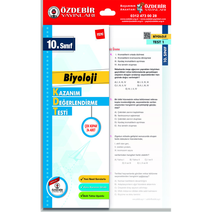 ÖZDEBİR YAYINLARI 10. S. KAZANIM DEĞERLENDİRME YAPRAK TEST BİYOLOJİ