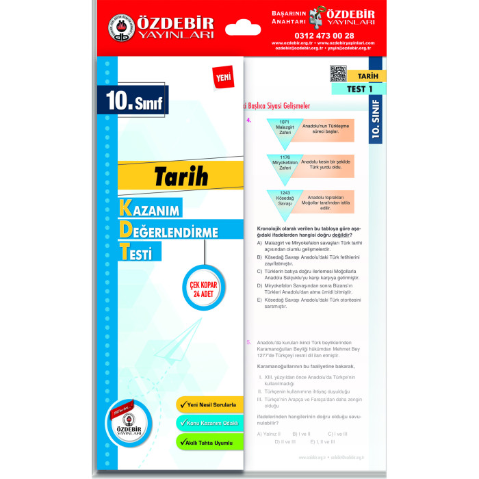 ÖZDEBİR YAYINLARI 10. S. KAZANIM DEĞERLENDİRME YAPRAK TEST TARİH