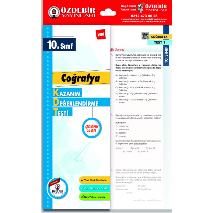 ÖZDEBİR YAYINLARI 10. S.KAZANIM DEĞERLENDİRME YAPRAK TEST COĞRAFYA