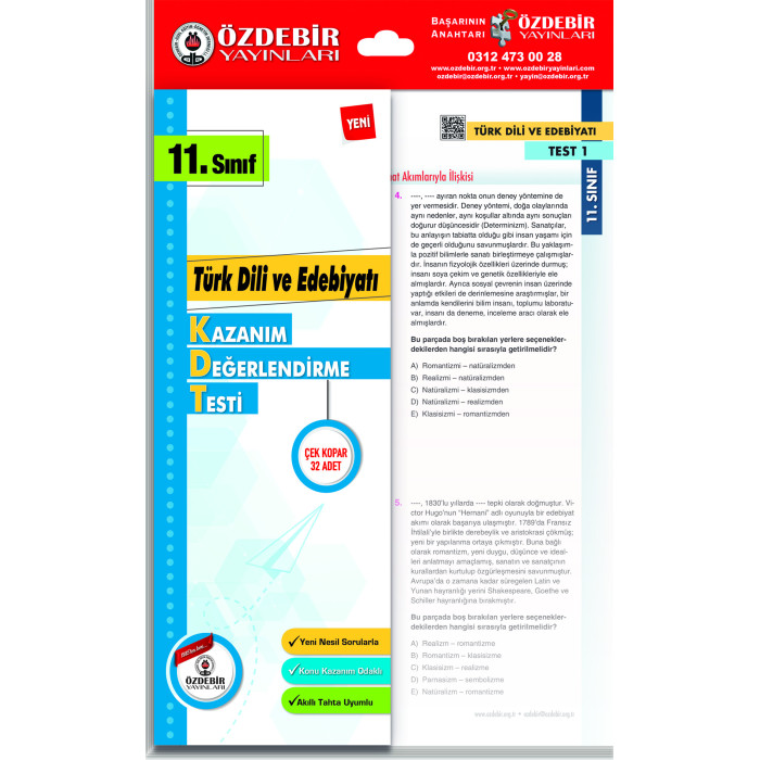 ÖZDEBİR YAYINLARI 11. S.KAZANIM D. YAPRAK TEST TÜRK DİLİ VE EDEBİYAT