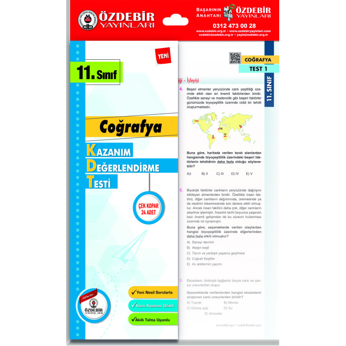 ÖZDEBİR YAYINLARI 11. S. KAZANIM DEĞERLENDİRME YAPRAK TEST COĞRAFYA
