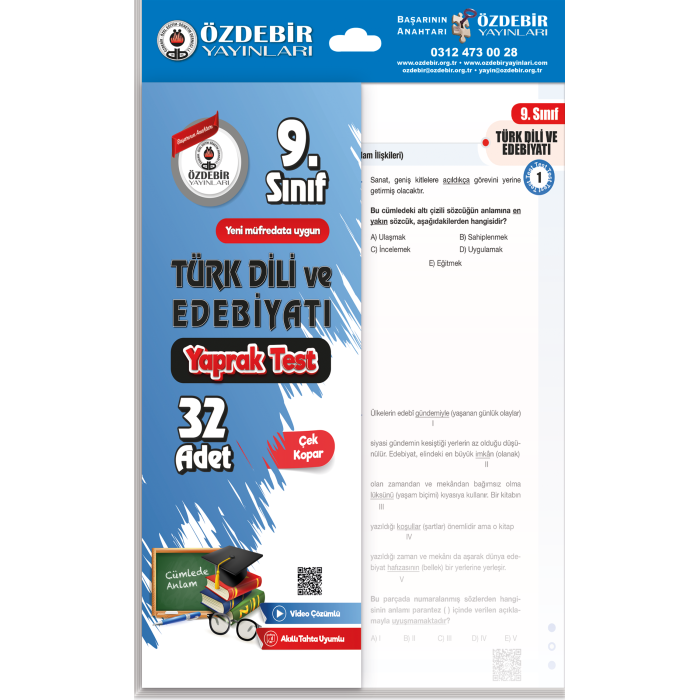 ÖZDEBİR YAYINLARI 9. S. KAZANIM D.YAPRAK TEST TÜRK DİL.VE ED. KİTABI