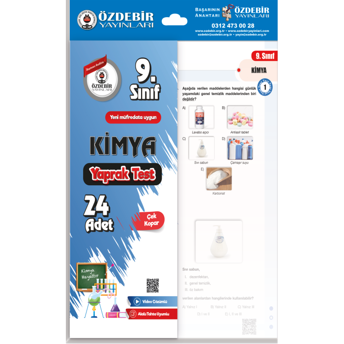 ÖZDEBİR YAYINLARI 9. S. KAZANIM DEĞERLENDİRME YAP. TEST KİMYA KİTABI